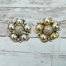 Vintage Clip On Earrings Gold Tone 1&quot; - Poor Condition - £5.57 GBP