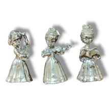 Vintage Pewter Miniature Figurines Musician Girls Set Of 3  - £17.20 GBP