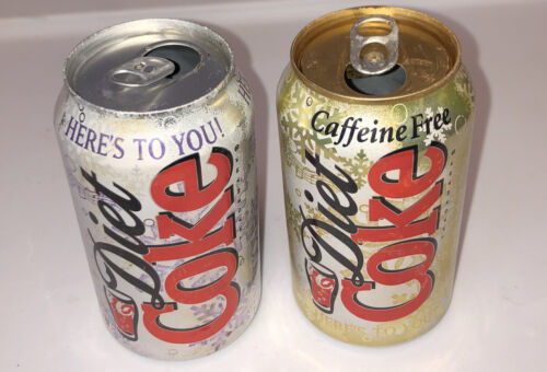 Diet Coca-Cola 1997 Holiday Snowflake Theme & Caffeine Free Set Of Soda Cans - $6.80