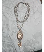 Brighton &quot;Original B&quot; Silver Tone Charm Pendant 3 Chain  Necklace  Bead ... - $28.98 CAD