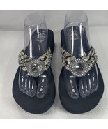 Yellow Box Flip Flops Jeweled Zebra Leather Premium Collection **READ** - $242.37 MXN