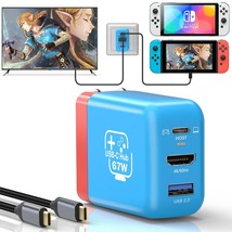 67W Usb C Charger Dock For Nintendo Switch/Oled, Portable Travel Tv Docking Stat - £72.87 GBP