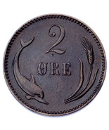 1891 Danemark 2 Ore Pièce de Monnaie En Au, Km #793.1 - €56,96 EUR