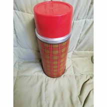 Vintage Plaid Aladdin thermos With Cup Lid. Glass Insulation - £11.87 GBP