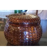 Hobnail Root Hand Blown Round Vintage Covered Power, Jewlery Trinket Box - $23.38