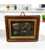 Vtg Wax Plaque CATS KITTENS Folk Art Sculpture 3D Old German Hand Carved... - $38.20 CAD