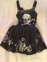 skeleton skull dress glitter tiered Costume USA black - £19.30 GBP