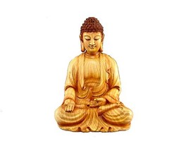 Everspring Import Company Buddha Meditating Double Lotus Faux Wood Statue 7.25&quot;  - £18.34 GBP