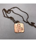 Vintage Pray For Us Necklace &amp; Religious Pendant - £30.75 GBP