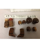 Lot vintage wooden salt pepper shakers figural barrel boots 5 prs souven... - $25.74