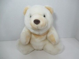 Plush off white cream beige 2 tone Dandee polar bear teddy pot belly seated  - £24.49 GBP