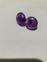 Purple colored glass button pierced earrings with posts - $19.99