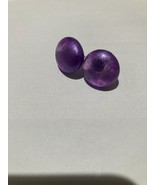 Purple colored glass button pierced earrings with posts - £15.72 GBP