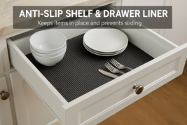 Non-Slip Shelf &amp; Drawer Liner 12x36 Black – Non-Adhesive, Washable, Trim... - $165.87 MXN