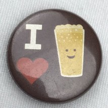 I Love Beer Pin Button Pinback Heart - $12.95