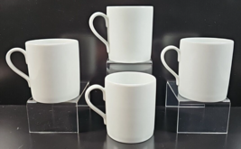 (4) Apilco Tuileries All White Mugs Set Smooth Porcelain Coffee Cups Fra... - £103.63 GBP