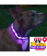 Purple Extra Small Waterproof Brightest LED Light-Up Dog Collar Recharge... - $483.78 MXN