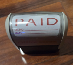 Vintage Office Depot Self-Inking PAID Stamp Check Date, 2.5 x 1.5&quot; impre... - $2.99