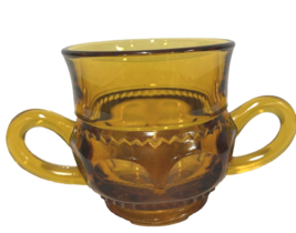 Vintage Indiana Amber Glass King&#39;s Crown Thumbprint Sugar Bowl - $138.53 MXN