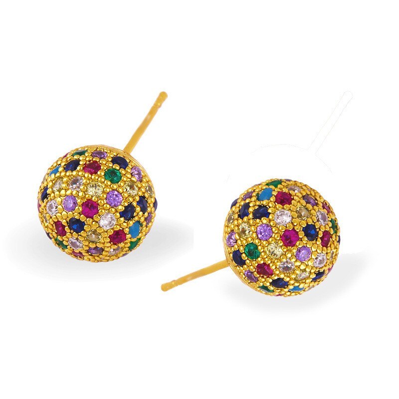 Pinkdudu New Stainless Steel Trendy Brand Korean Black Stud Earring Shiny Ball G - £14.55 GBP