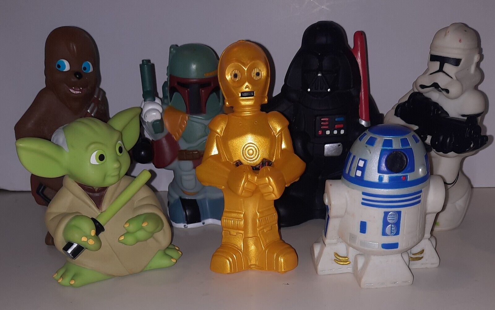 Star Wars Disney Parks Pool Bath Tub Squeeze Toy Set ( 7) Vader Boba Yoda R2-D2 - £19.46 GBP