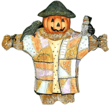 Scarecrow and Pumpkin Raven Cat Figurine 1997 Collectible Autumn Fall Party - $8.86