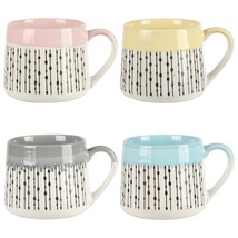 Gibson Home Morning Mist 4 Piece 15 Ounce Stoneware Belly Mug Set in Assorted C - £49.22 GBP