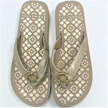 Yellow Box Sandals Women&#39;s Macai Pretty Gold Flip Flop Comfort Thong New... - $48.98
