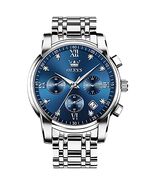 OLEVS Men's Stainless Steel Chronograph Watch, Big Face Gold Silver Blac... - $77.69