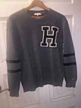 Tommy Hilfiger Sweater Women Gray Pullover Crewneck H Logo Italian Yarn ... - $25.69