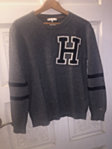 Tommy Hilfiger Sweater Women Gray Pullover Crewneck H Logo Italian Yarn ... - £20.18 GBP