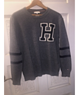 Tommy Hilfiger Sweater Women Gray Pullover Crewneck H Logo Italian Yarn ... - £20.29 GBP