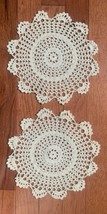 Vintage hand crocheted round doilies set of 2 - £8.59 GBP
