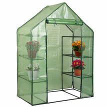 Portable Mini 8 Shelves Walk In Greenhouse Outdoor 4 Tier Green House - £87.92 GBP