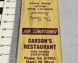 Front Strike Matchbook Cover  Carson’s Restaurant Panama City, FL  gmg  ... - £9.70 GBP