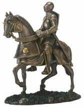 Shiny Bronze and Silver Colored English Knight on Horse Figurine 7&quot; Tall - £39.53 GBP