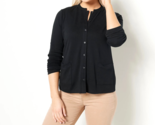 Isaac Mizrahi Essentials Button Front Cardigan - BLACK, MEDIUM - $27.72