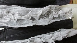 &quot;&quot;SHEER, SHINY SILVER GRAY,  CENTER RUFFLE SCARF&quot;&quot; - VLD - NWT - £7.02 GBP