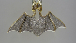 14K Yellow Gold Plated 2.10Ct Round Cut Moissanite Customized Bat Charm Pendant - $160.81