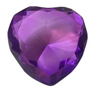 Glass Diamond Heart Jewel Paperweight- Light Purple (Amethyst) (80mm) - £6.63 GBP