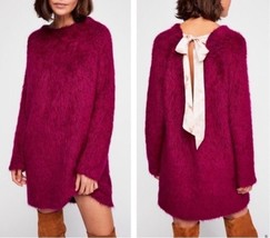 Free People Bon Bon Fuzzy Alpaca Blend Sweater Dress Magenta XS - £77.54 GBP
