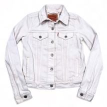 Levi&#39;s Trucker Jacket Womens XS White Denim Jean Type III Work Button Up 15x20 - £11.71 GBP