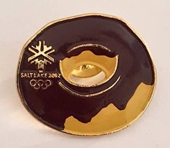 2002 Salt Lake City Winter Olympics Chocolate Glazed Doughnut Pin - £19.73 GBP