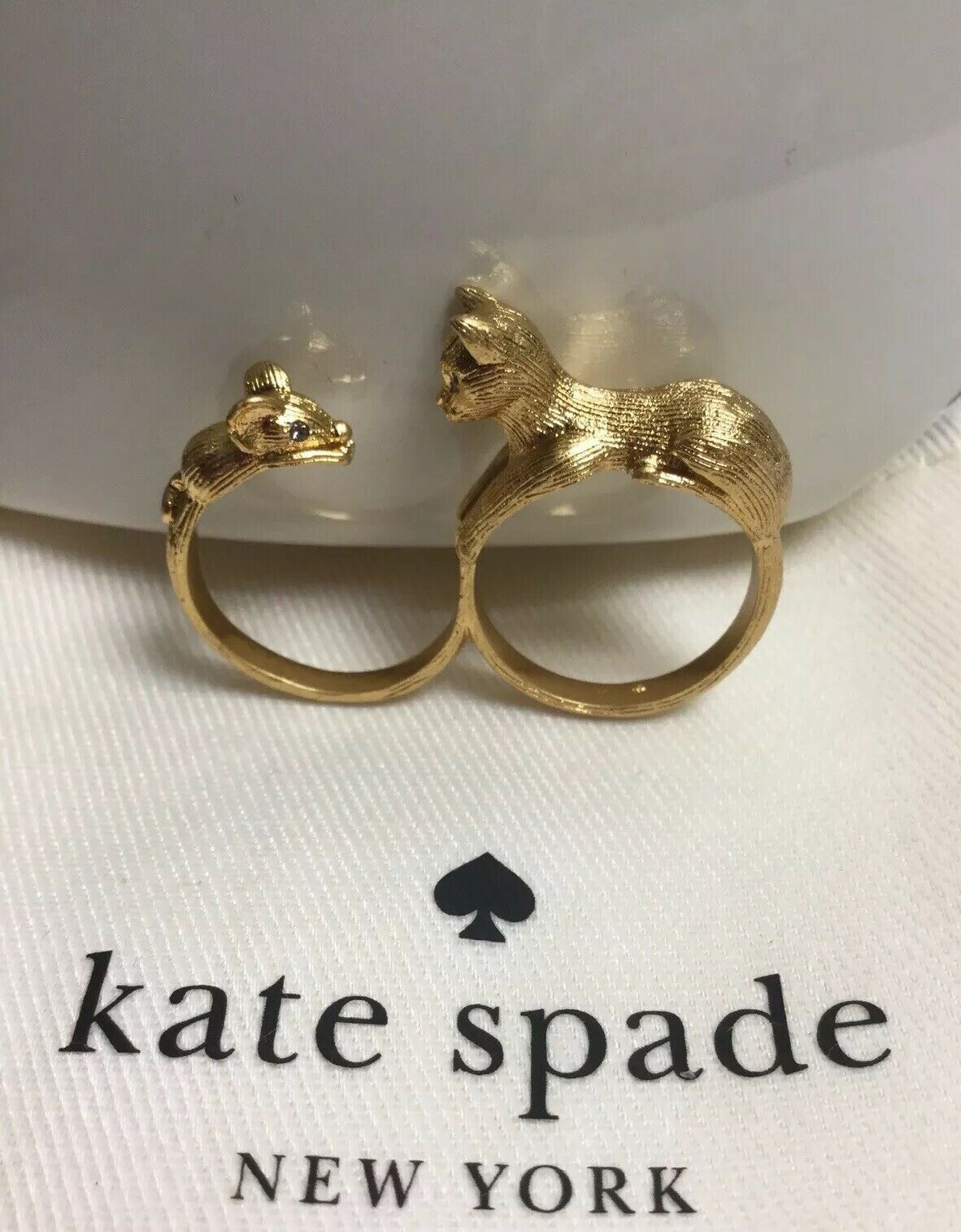 Primary image for Kate Spade New York House Cat And Mouse Ring Size 7 w/ KS Dust Bag New