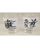 Set of 2 Vintage Shot Glasses Funny - Here's Mud in Your Eye Drinks on the House - $19.60