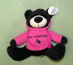 WISHPETS BILLY BLACK BEAR NEW HAMPSHIRE TEDDY PLUSH STUFF ANIMAL PINK HO... - $11.34