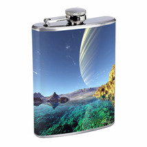 Space Planet Sea Em2 Flask 8oz Stainless Steel Hip Drinking Whiskey - £11.64 GBP