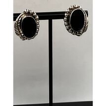 Vintage 925 Sterling Silver Onyx Cabochon Stud Earrings - $34.16