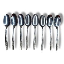8 Soup Spoons Radiant Rose Textured Superior Stainless Steel USA Flatware  - $15.99