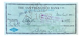 George Kelly New York Giants Signed March 11 1933  Bank Check BAS - £61.05 GBP